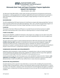 Document preview: Minnesota State Trade and Export Promotion Program Application Request for Proposals - Minnesota