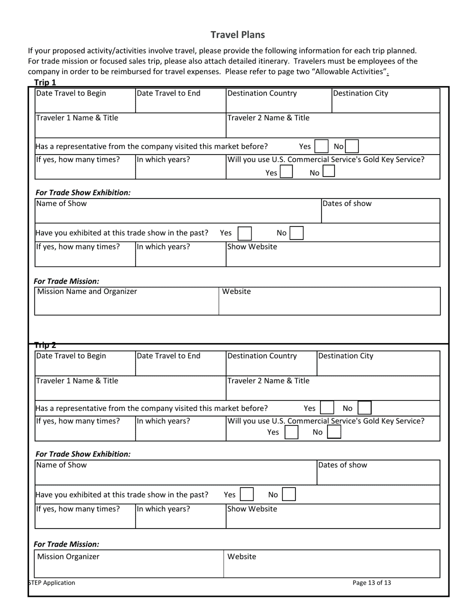 Minnesota State Trade and Export Promotion Program Application Request for Proposals - Minnesota, Page 13