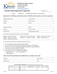Document preview: Pesticide Product Registration Application - Kansas