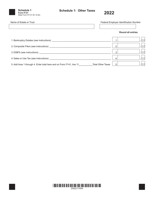 Form IT-41 (State Form 57131) Schedule 1 2022 Printable Pdf