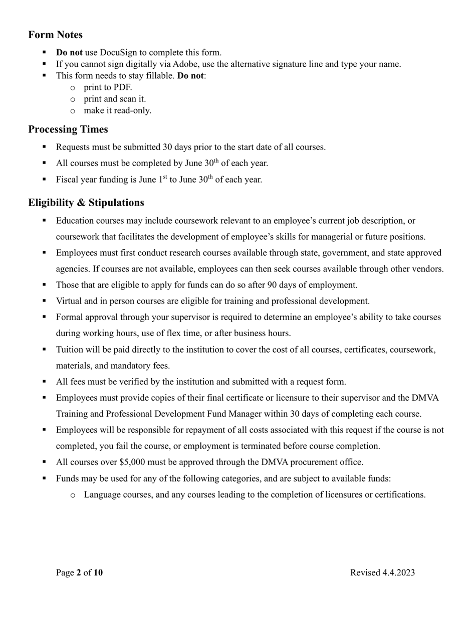 Training  Professional Development Request Form - Colorado, Page 2