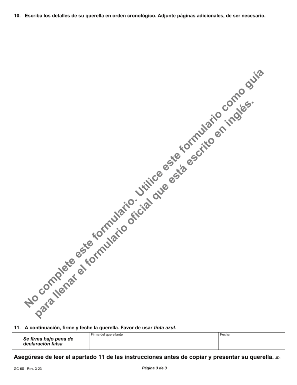 Formulario JD-GC-6S Querella Contra Abogado (Querella Por Agravio) - Connecticut (Spanish), Page 5