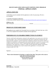 Decontamination Specialist Certification Program Initial Application - Utah, Page 2
