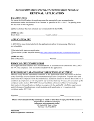 Decontamination Specialist Certification Program Renewal Application - Utah, Page 2
