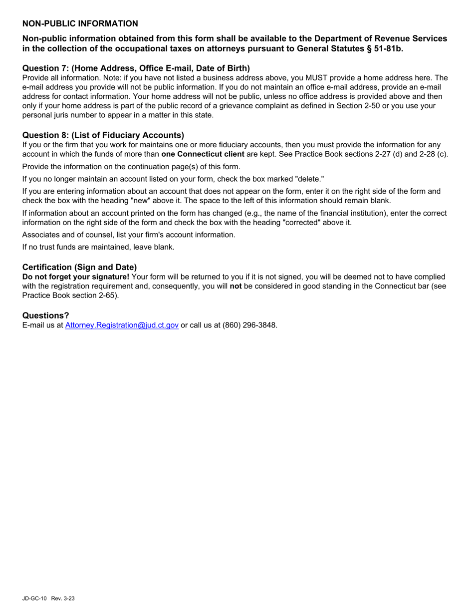 Form JD-GC-10 Attorney Registration Change of Information - Connecticut, Page 4