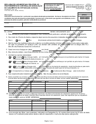 Form JD-FM-281PT Affidavit in Support of Request for Entry of Judgment of Dissolution of Marriage or Legal Separation - Connecticut (Portuguese)