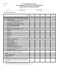 DOE Form 540.3 Quarterly Program Report - Weatherization Assistance Program, Page 2