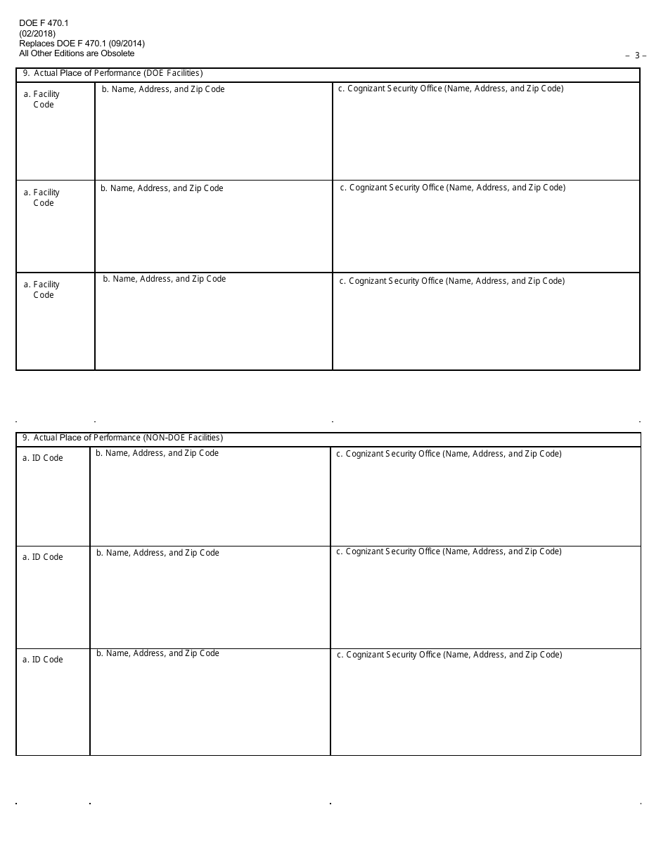DOE Form 470.1 Contract Security Classification Specification (Cscs), Page 3