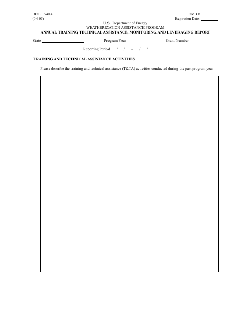 DOE Form 540.4  Printable Pdf