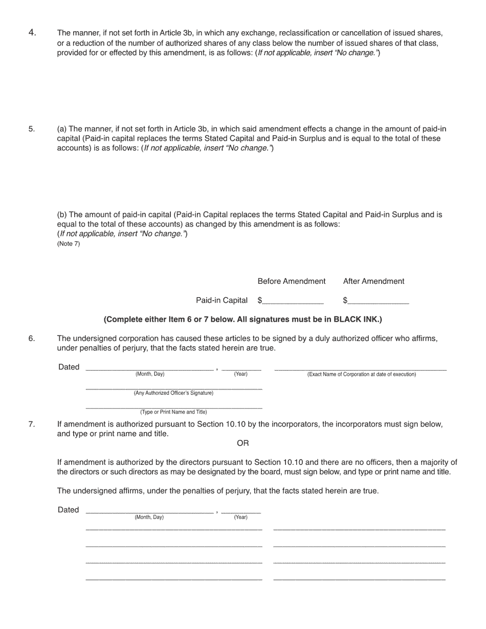 Form BCA10.30R Articles of Amendment Restated Articles of Incorporation - Illinois, Page 3
