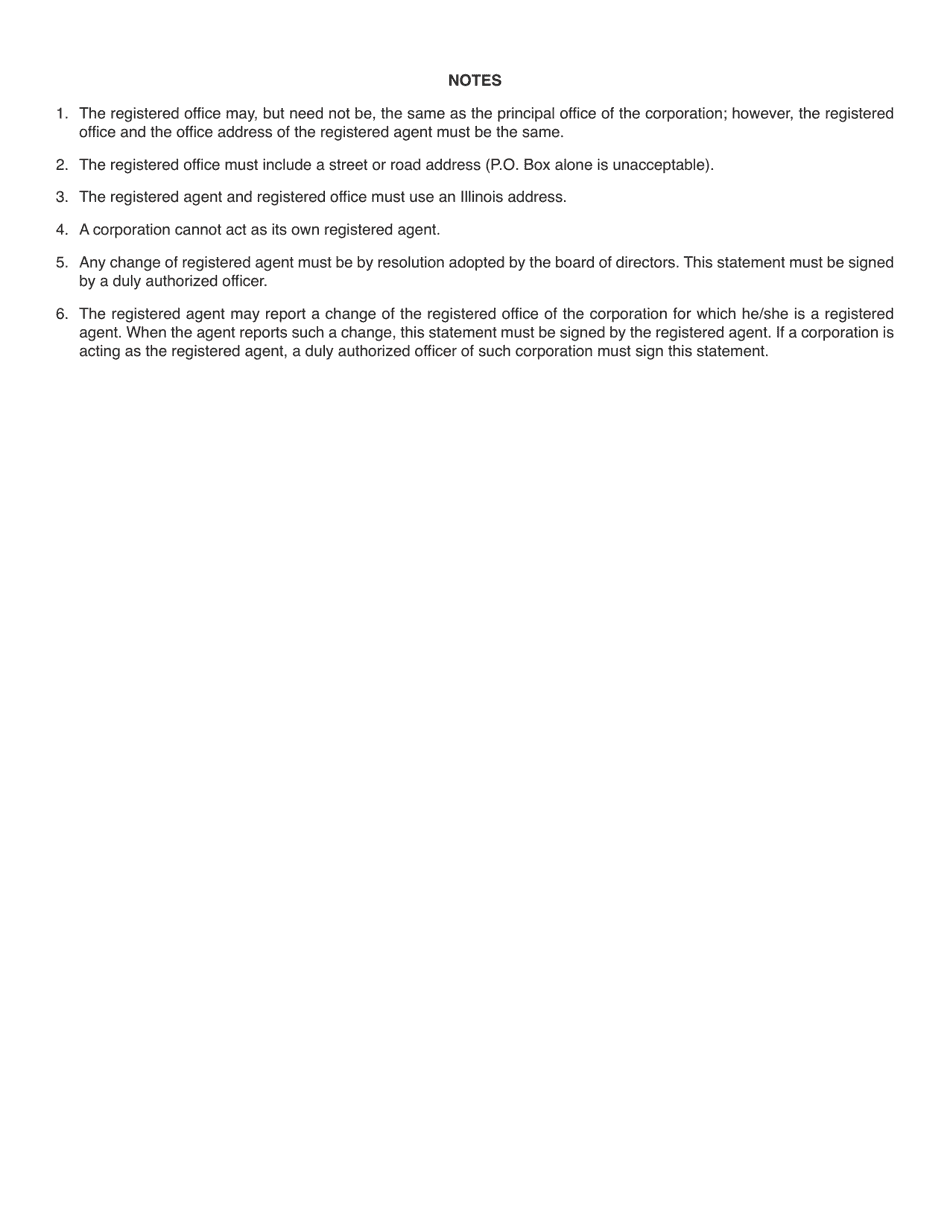 Form BCA5.10 / 5.20 Statement of Change of Registered Agent and / or Registered Office - Illinois, Page 2
