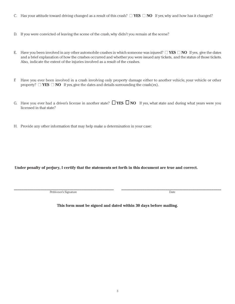 Form DAH(IH17 Motor Vehicle Crash Affidavit Involving Personal Injury / Fatality - Illinois, Page 3