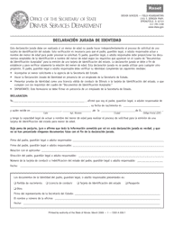 Document preview: Formulario DSD A209 Declaracion Jurada De Identidad - Illinois (Spanish)
