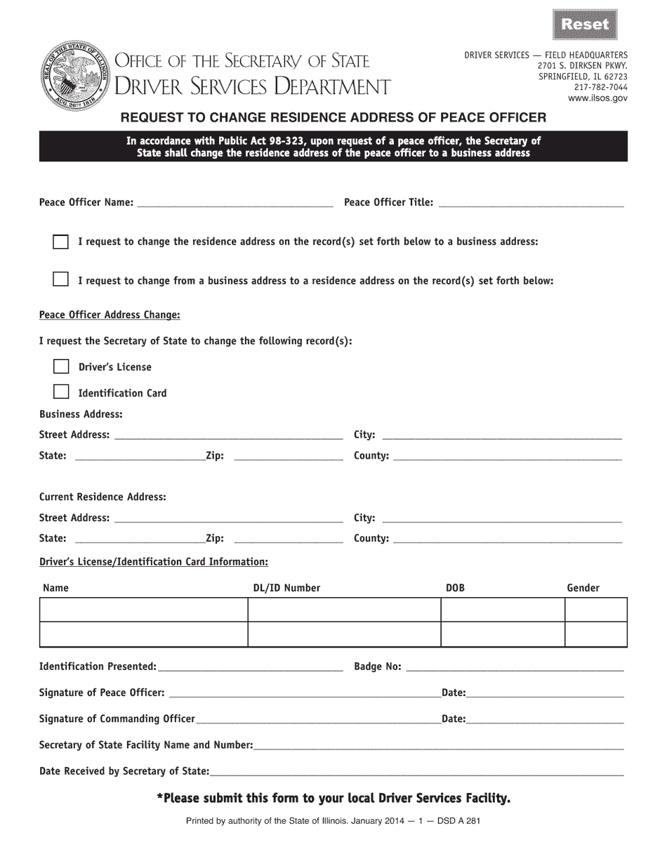 Form DSD A281 - Fill Out, Sign Online and Download Fillable PDF ...