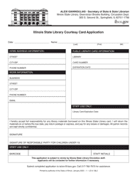 Document preview: Form LD A138 Illinois State Library Courtesy Card Application - Illinois