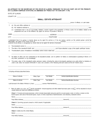 Document preview: Form RT OPR31 Small Estate Affidavit - Illinois