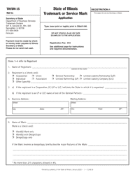 Document preview: Form TM/SM-15 Trademark or Service Mark Application - Illinois