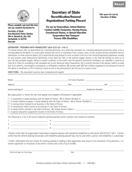 Document preview: Form VSD698 Recertification/Renewal Organizational Parking Placard - Illinois