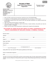 Document preview: Form VSD935 Dealer Trp & Permit System Registration - Illinois