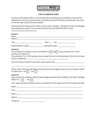 Document preview: Title VI Complaint Form - City of Phoenix, Arizona