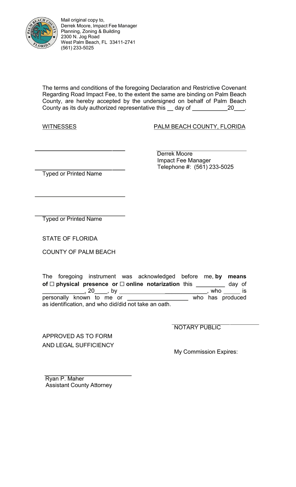 Declaration and Restrictive Covenant Regarding Road Impact Fee - Palm Beach County, Florida, Page 4