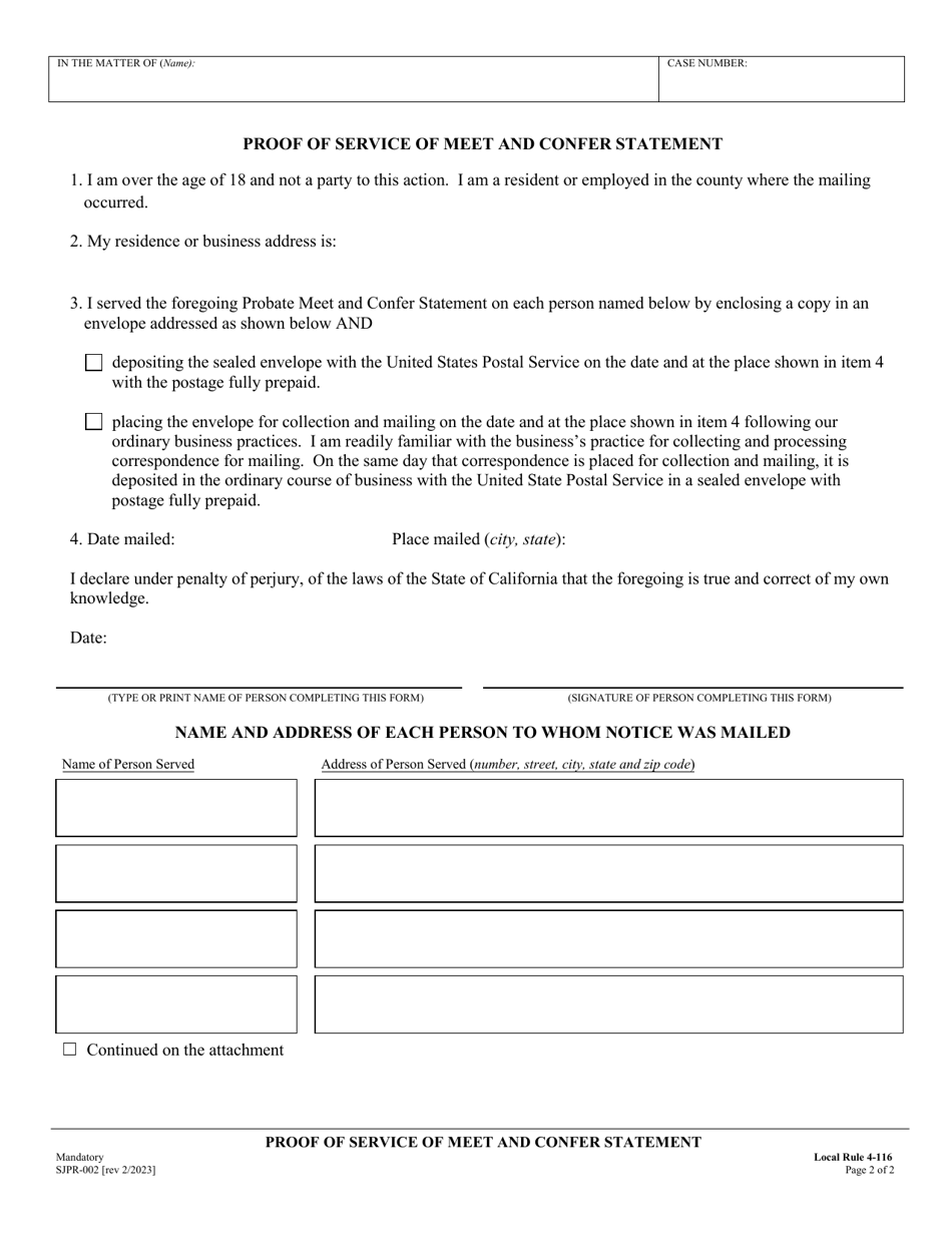 Form SJPR 002 Fill Out Sign Online and Download Fillable PDF County