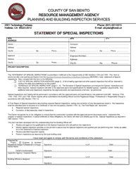 Statement of Special Inspections - County of San Benito, California