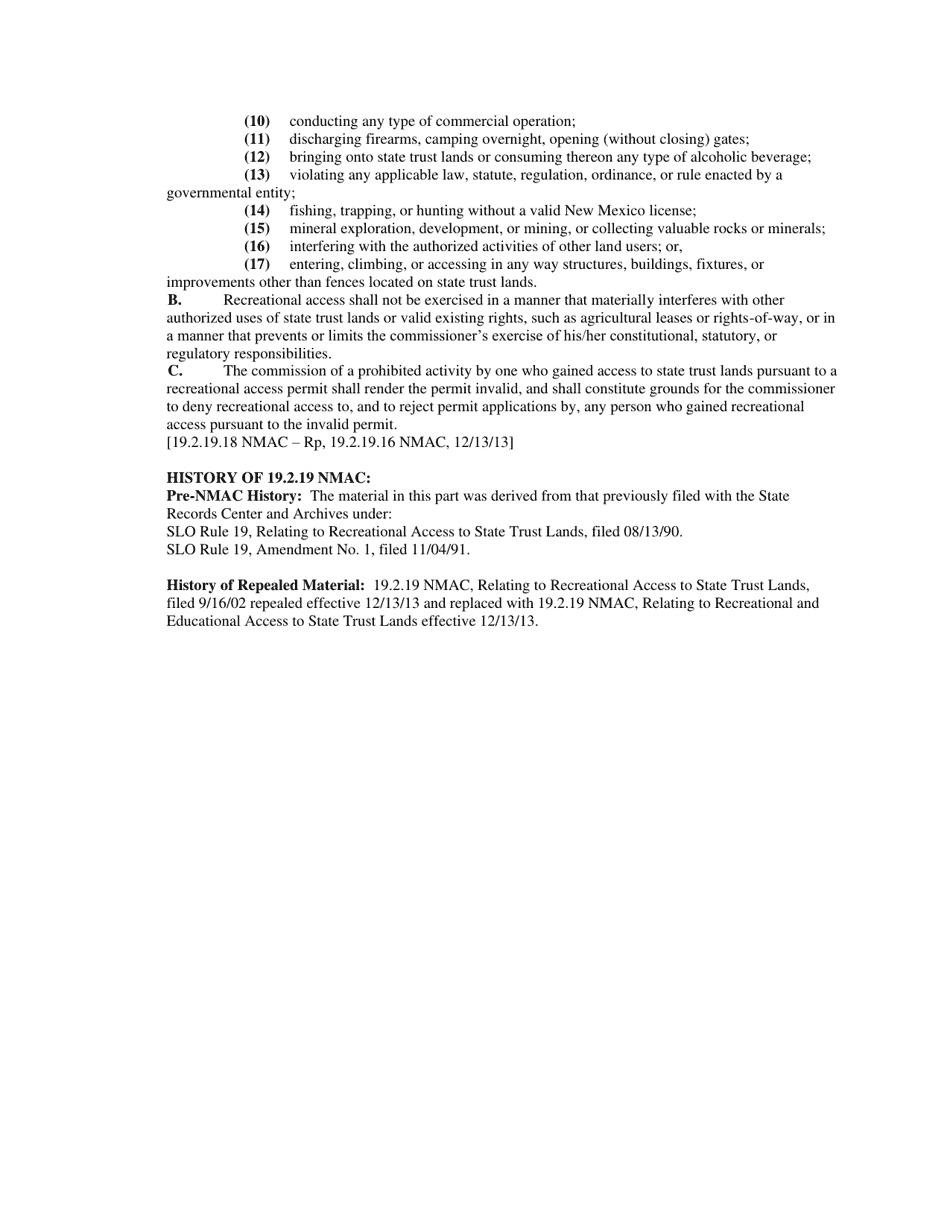 Recreational Access Permit Contract for School / Educational Permit - New Mexico, Page 10