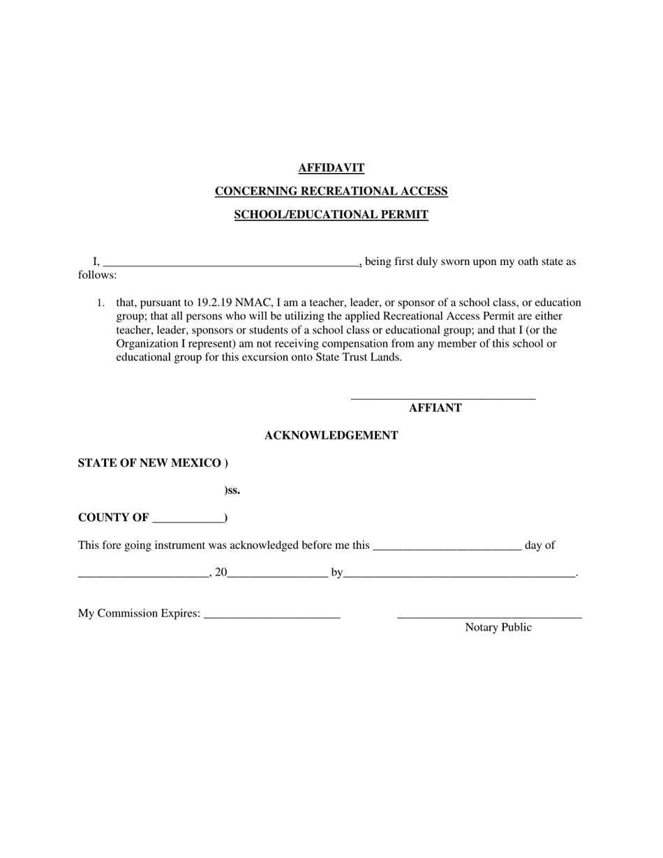 Recreational Access Permit Contract for School / Educational Permit - New Mexico, Page 5