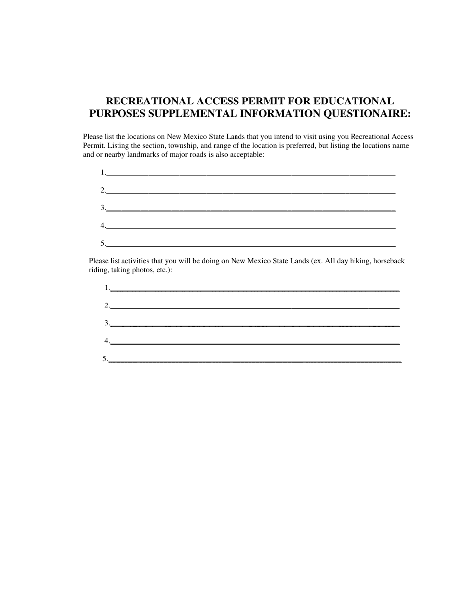 Recreational Access Permit Contract for School / Educational Permit - New Mexico, Page 6
