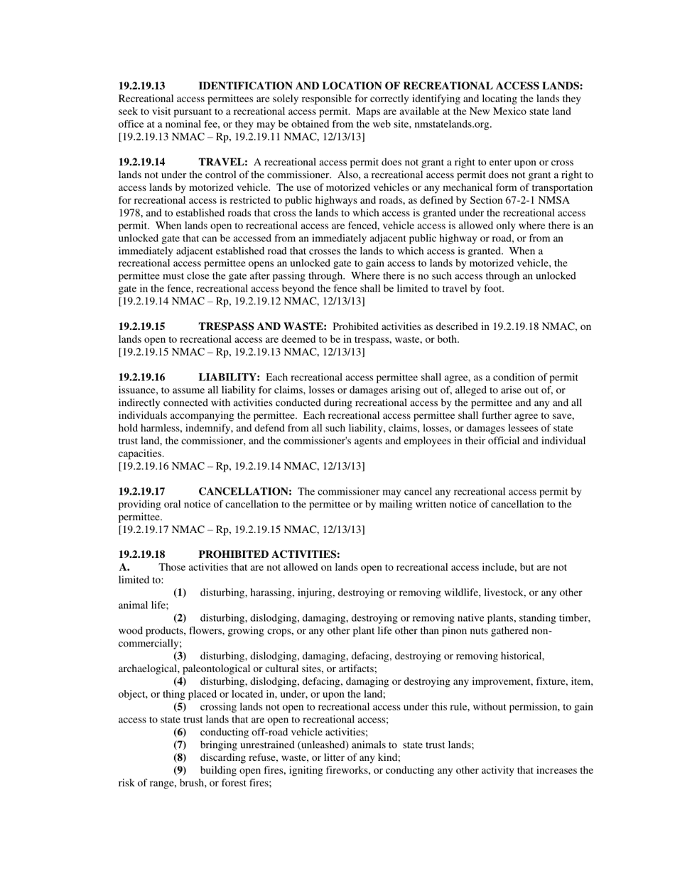 Recreational Access Permit Contract for School / Educational Permit - New Mexico, Page 9