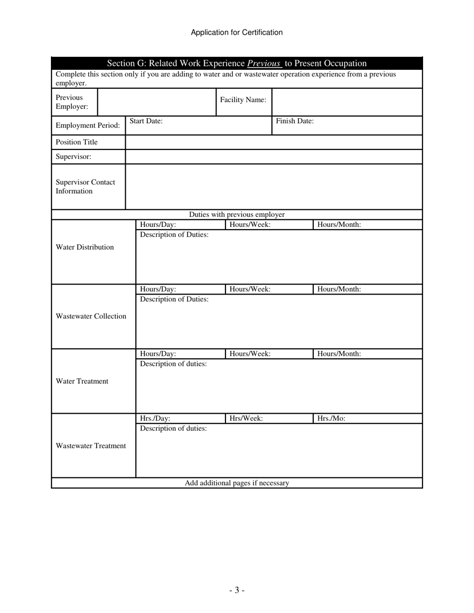 Application for Certification Water and Wastewater Operator Certification Program - Newfoundland and Labrador, Canada, Page 3