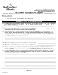 Application for Water Use Licence - Newfoundland and Labrador, Canada, Page 3