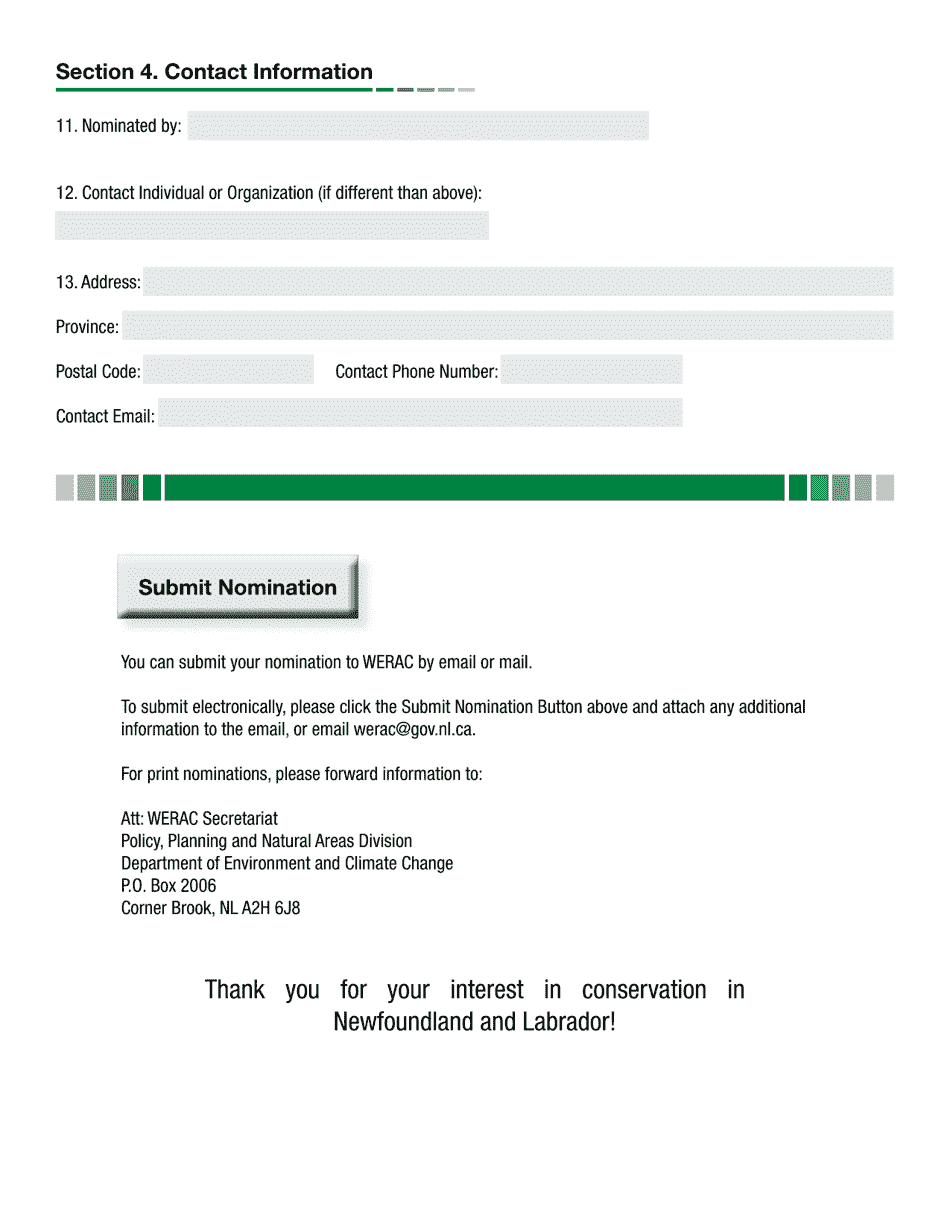 Wilderness and Ecological Reserve Nomination Form - Newfoundland and Labrador, Canada, Page 4