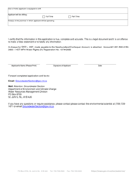 Application for Water Well Drilling Licence Renewal - Newfoundland and Labrador, Canada, Page 2