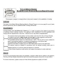 Water Efficient Washing Machine Rebate Program Application - City of Arroyo Grande, California, Page 3