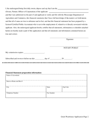 Application for Grain Warehouse - Mississippi, Page 3