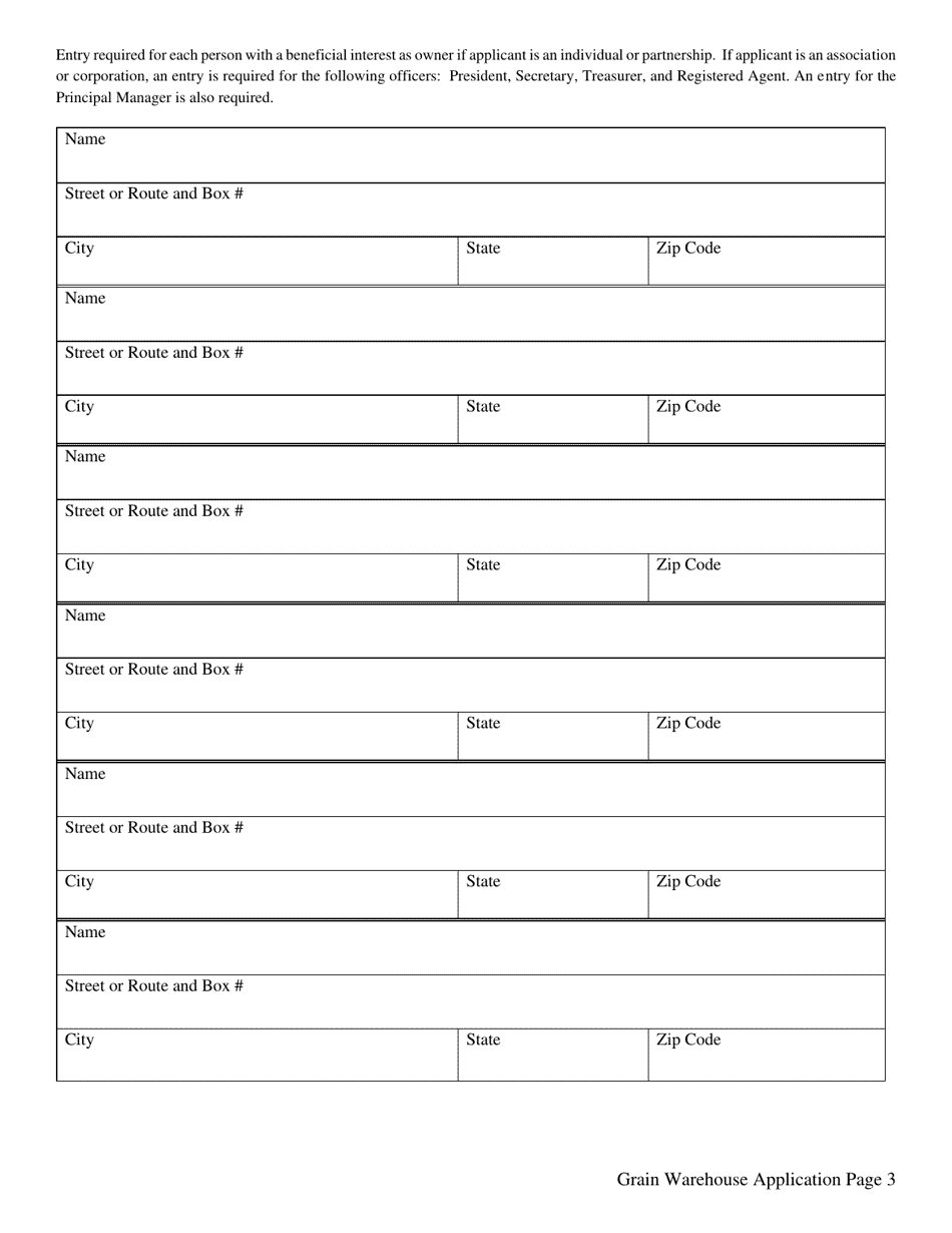 Application for Grain Warehouse - Mississippi, Page 4