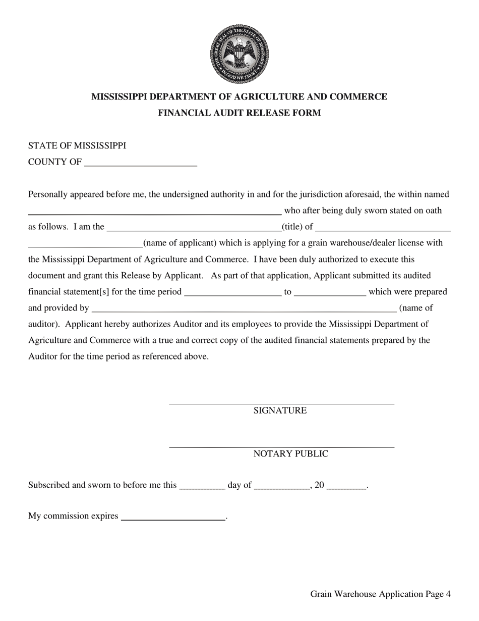 Application for Grain Warehouse - Mississippi, Page 5