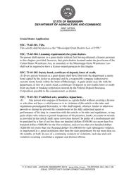 Document preview: Application for Grain Dealer License - Mississippi