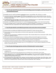 Water Pollution Control Plan Checklist - Erosion &amp; Sediment Control - City of Arroyo Grande, California, Page 2