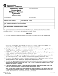 Document preview: DOT Form 224-082 Vegetation/Timber Removal and Mitigation Payment Agreement (For Non-utility) - Washington