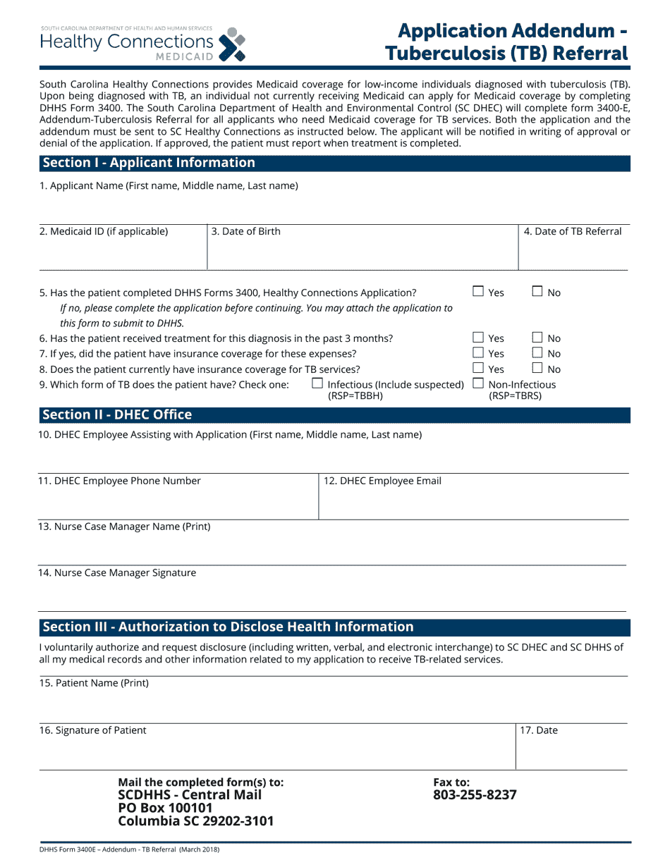 Dhhs Form 3400e - Fill Out, Sign Online And Download Fillable Pdf 