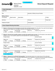 Form 9980E Direct Deposit Request - Ontario, Canada, Page 3
