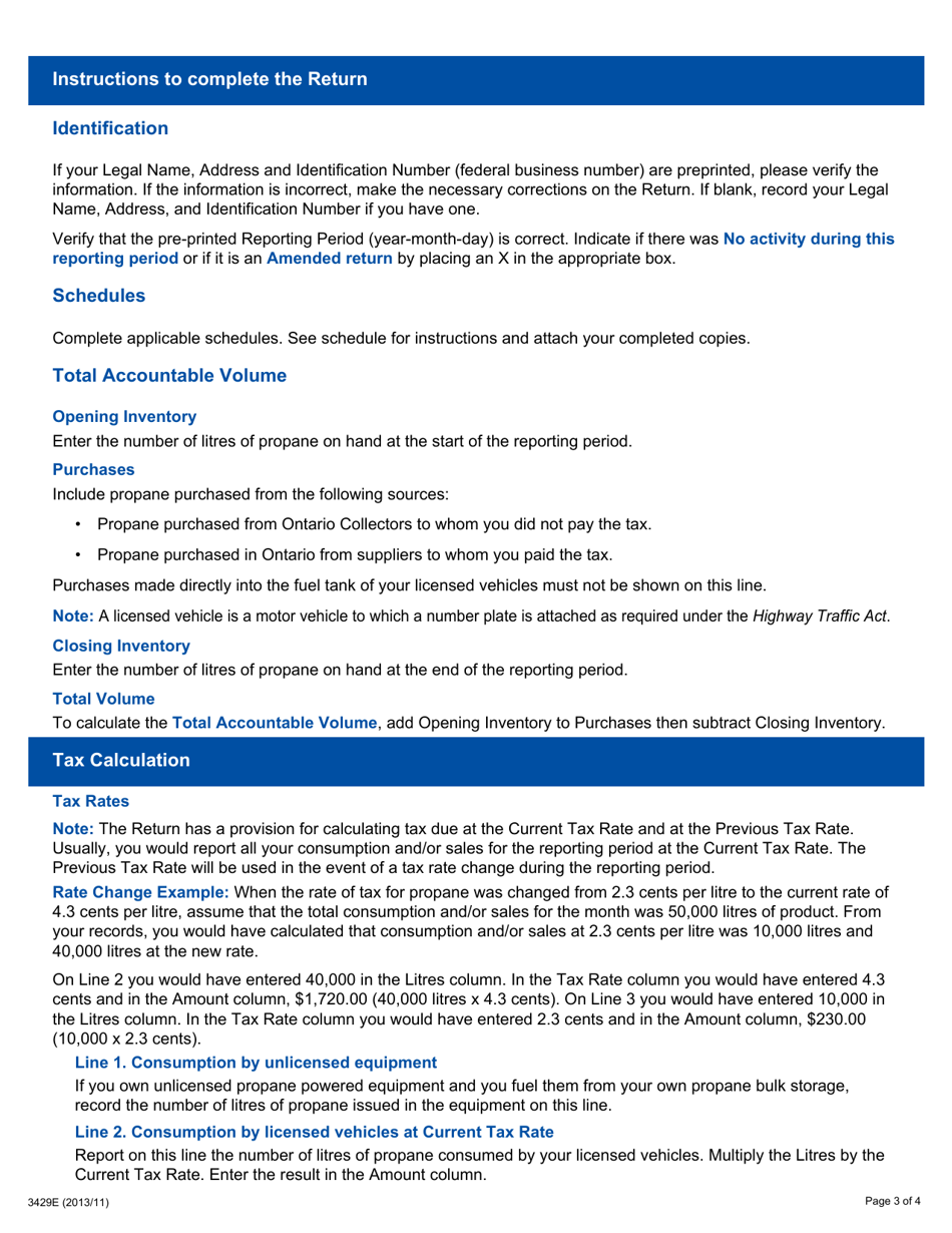 Form 3429E Guide for Completing the Propane Consumer Return Gt89c - Ontario, Canada, Page 3
