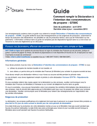 Document preview: Forme 3429F Guide Comment Remplir La Declaration a L'intention DES Consommateurs De Propane - Gt89c - Ontario, Canada (French)