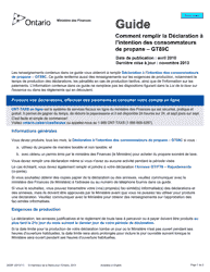 Forme 3429F Guide Comment Remplir La Declaration a L&#039;intention DES Consommateurs De Propane - Gt89c - Ontario, Canada (French)