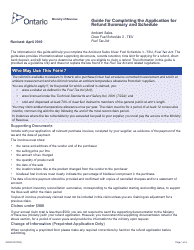 Document preview: Form 3232E Guide for Completing the Application for Refund Summary and Schedule 3 Teu - Ontario, Canada
