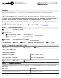 Document preview: Form ON00155E Application for Employer Health Tax Registration - Ontario, Canada