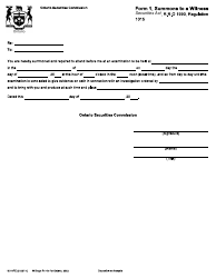 Document preview: Form 1 (10056PE) Summons to a Witness - Ontario, Canada